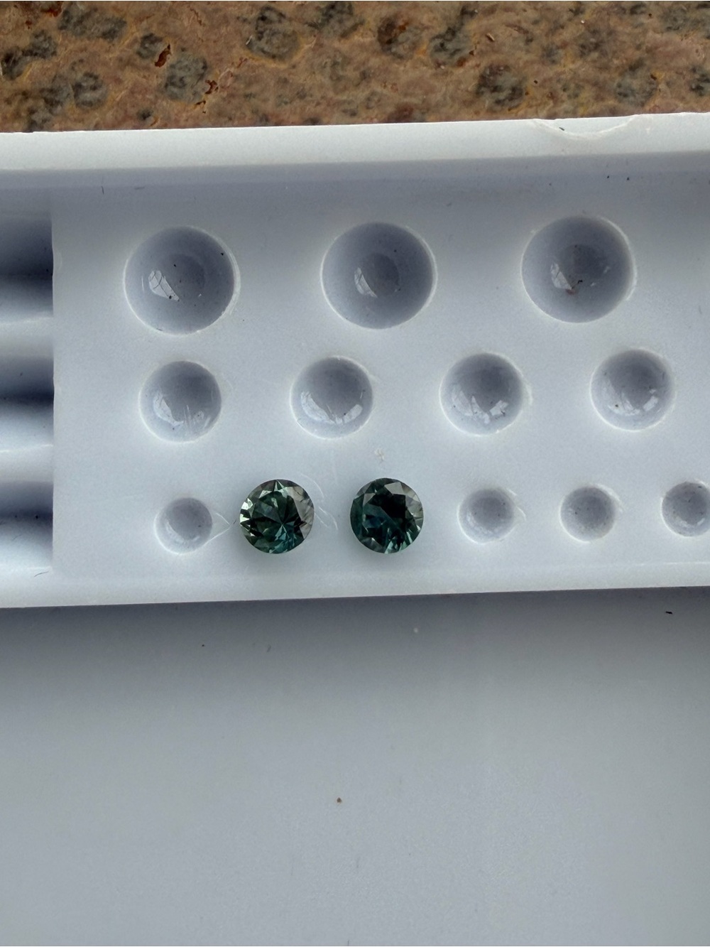 Blue Green Round Sapphires Faceted loose gemstones .59 carats total weight
